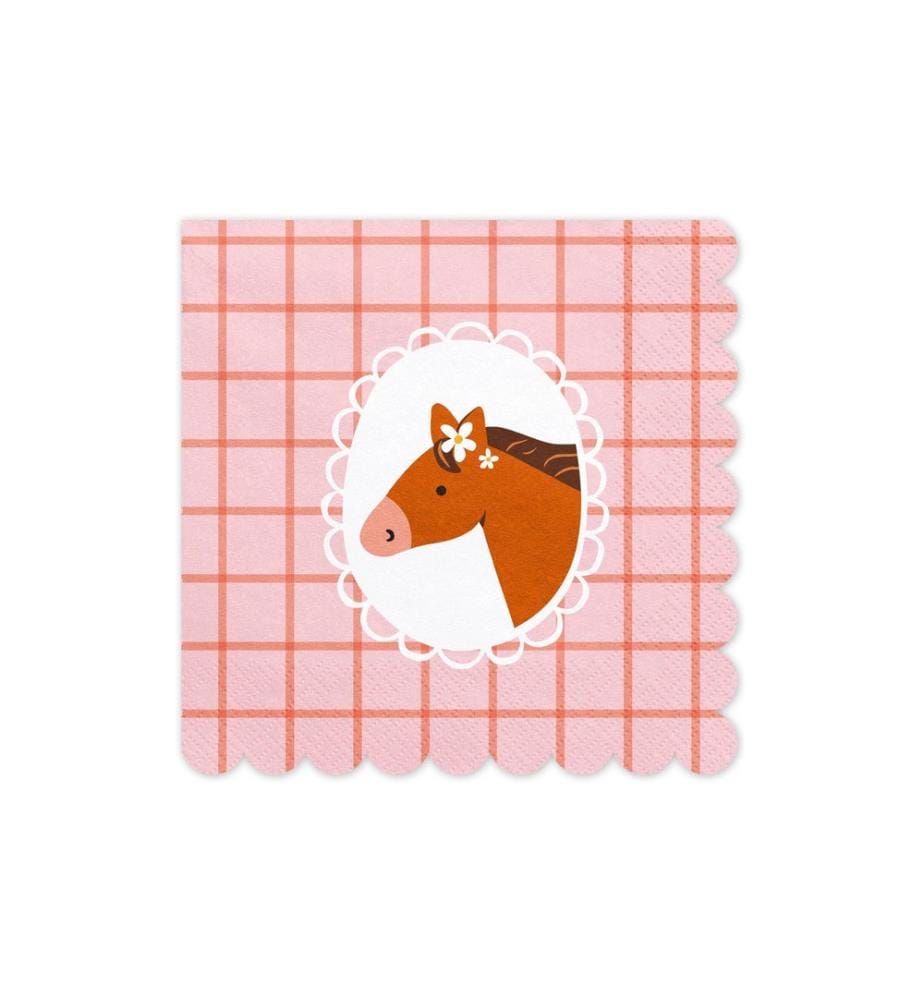 PARTYDECO - Serviettes en papier cheval, 33 x 33 cm, 12 pièces