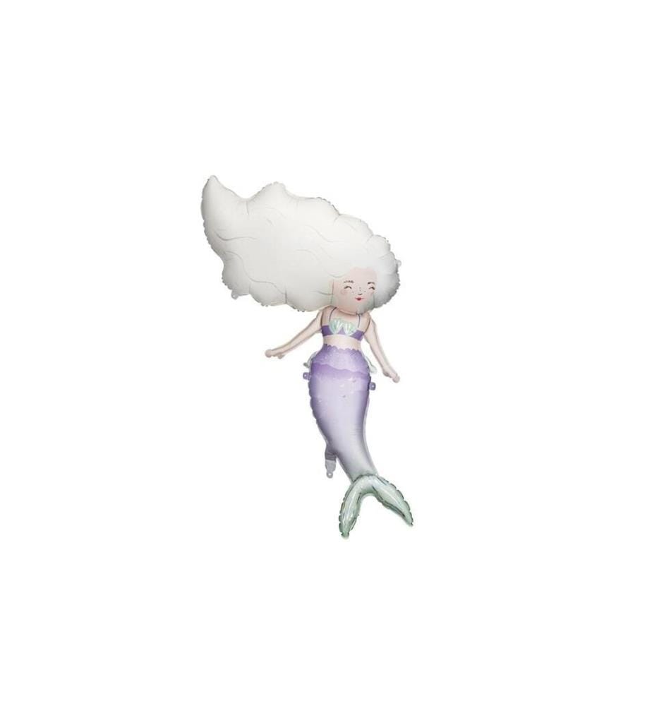 PARTYDECO - Ballon en aluminium Une sirène, Violet, 67 x 110 cm, 1 pièce