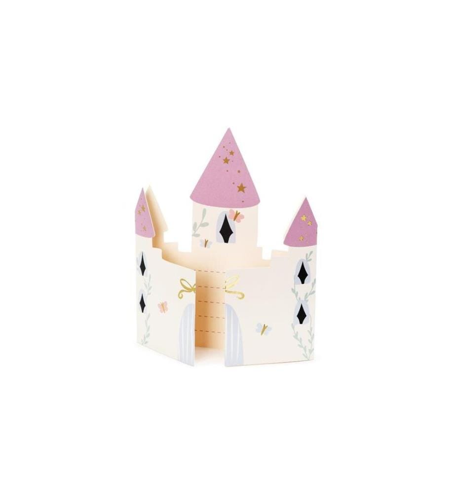 PARTYDECO - Carte dinvitation Château 12.5 x 15.5 cm, 6 pièces
