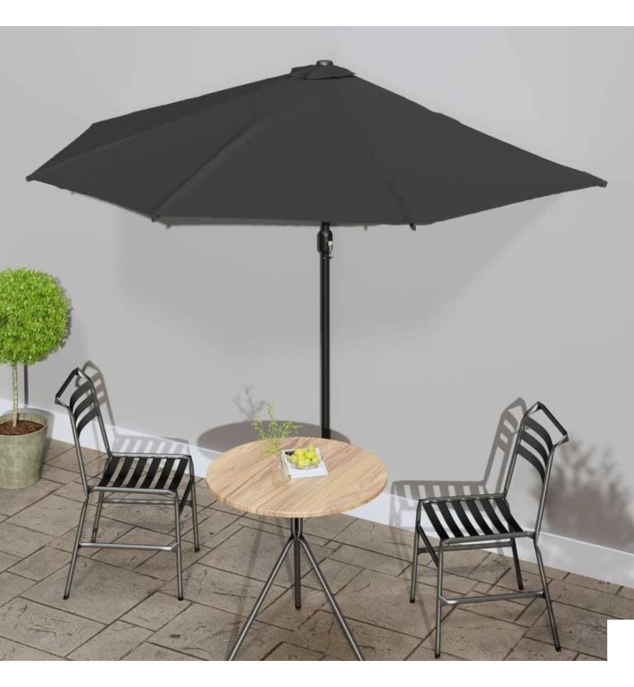 Parasol de balcon avec mât en aluminium Noir 300x155x223cm Demi