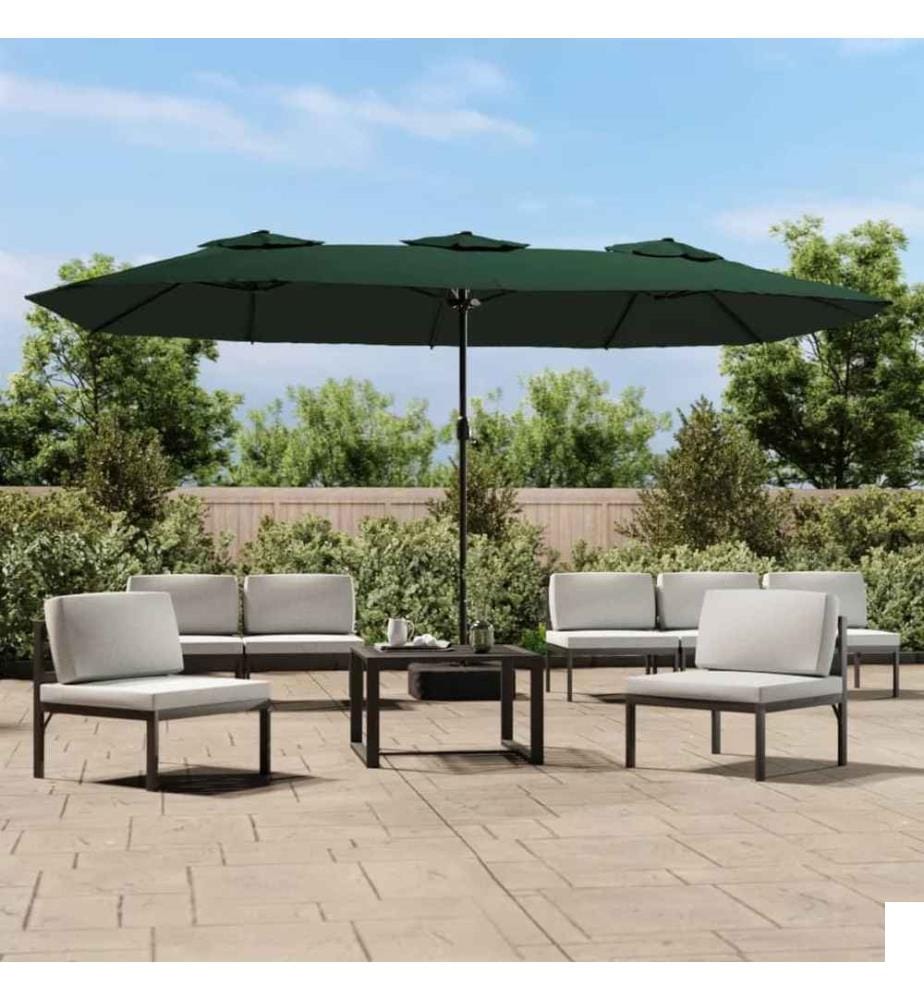 Parasol à double tête avec LED vert 449x245 cm