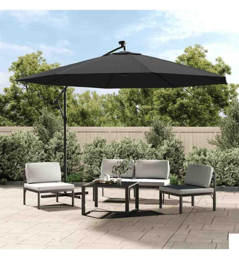 Parasol en porte-à-feux et poteau métallique 350 cm Anthracite
