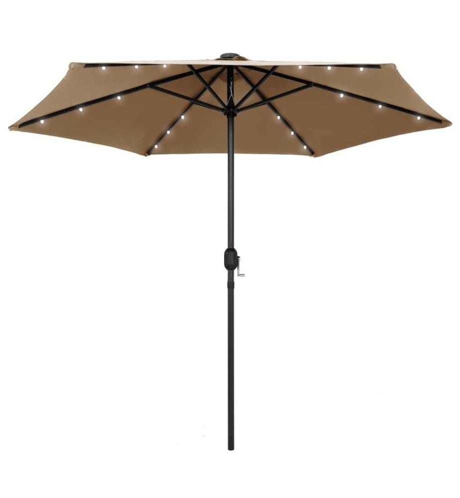 Parasol avec LED et mât en aluminium 270 cm Taupe