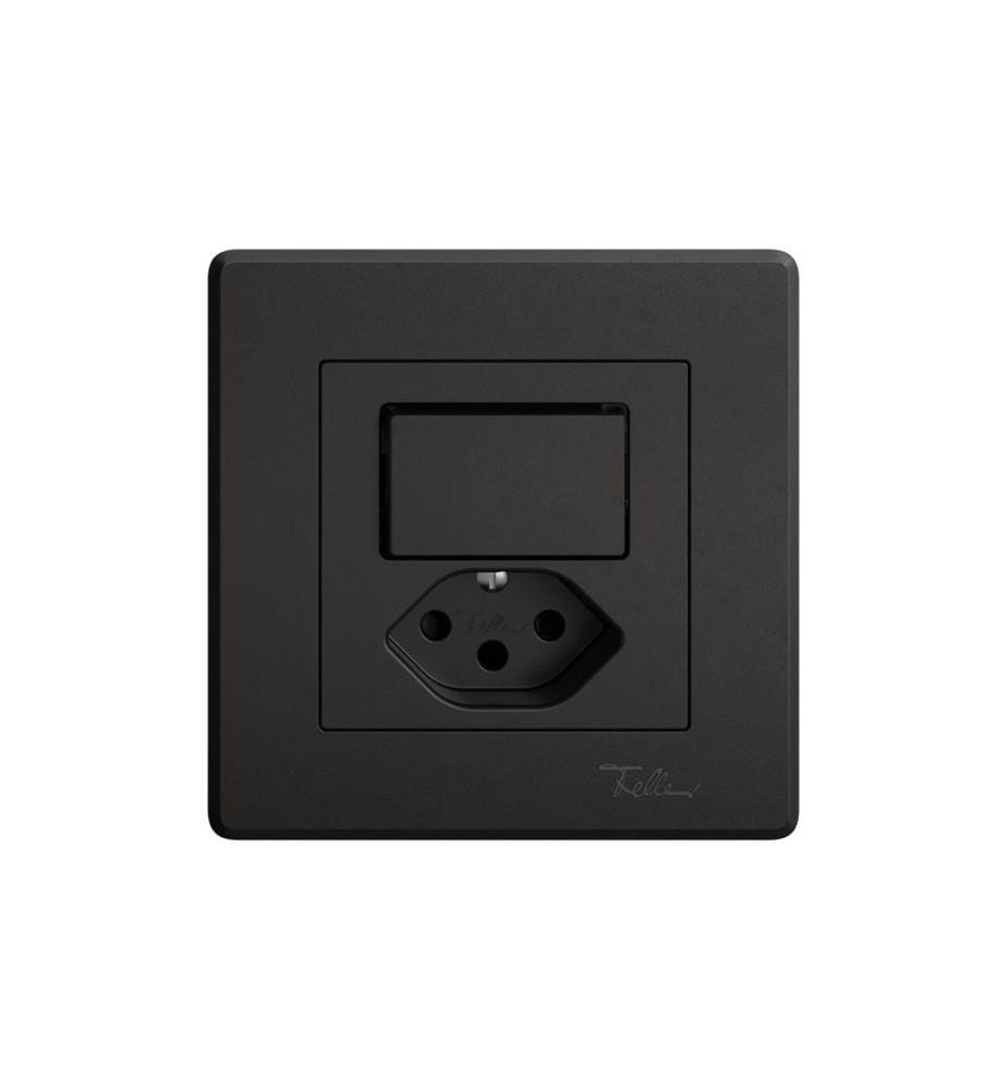 Feller EDIZIOliv - Petite prise mixte UP 1xT13 - 1xS3 Noir