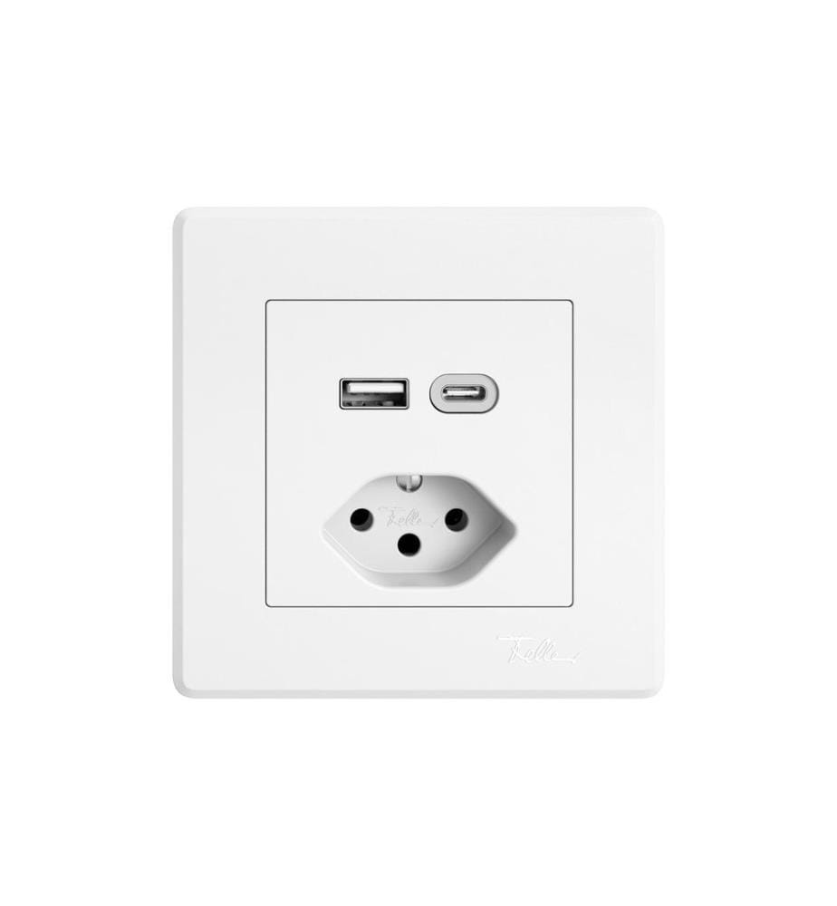 Feller EDIZIOliv - Prise encastrée USB-A+C/1xT13 Blanc