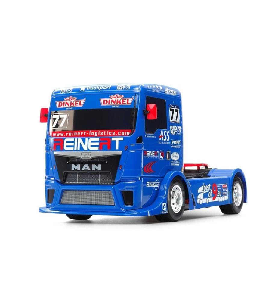 TAMIYA - Camion de course MAN TGS Reinert Racing TT-01E 4WD Kit de construction avec ESC, 1:14