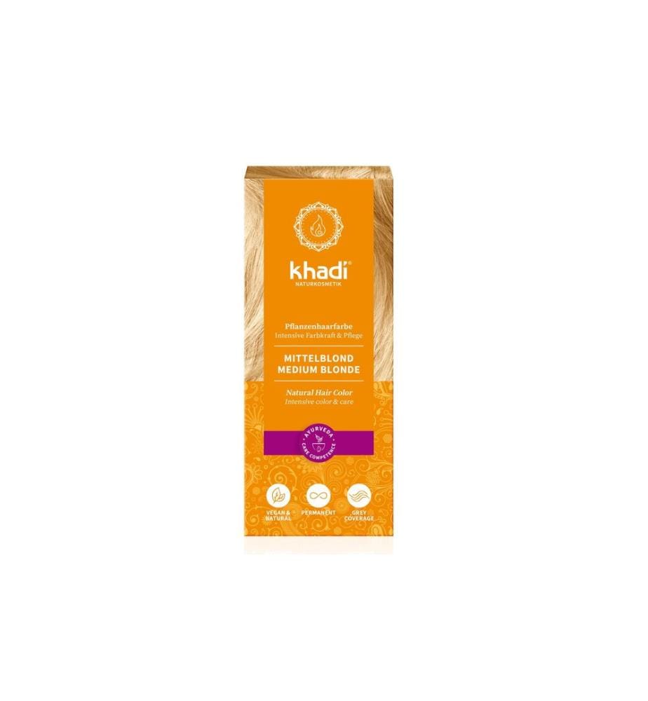 khadi - Coloration pour cheveux Coloration végétale des cheveux Blond moyen 100 g