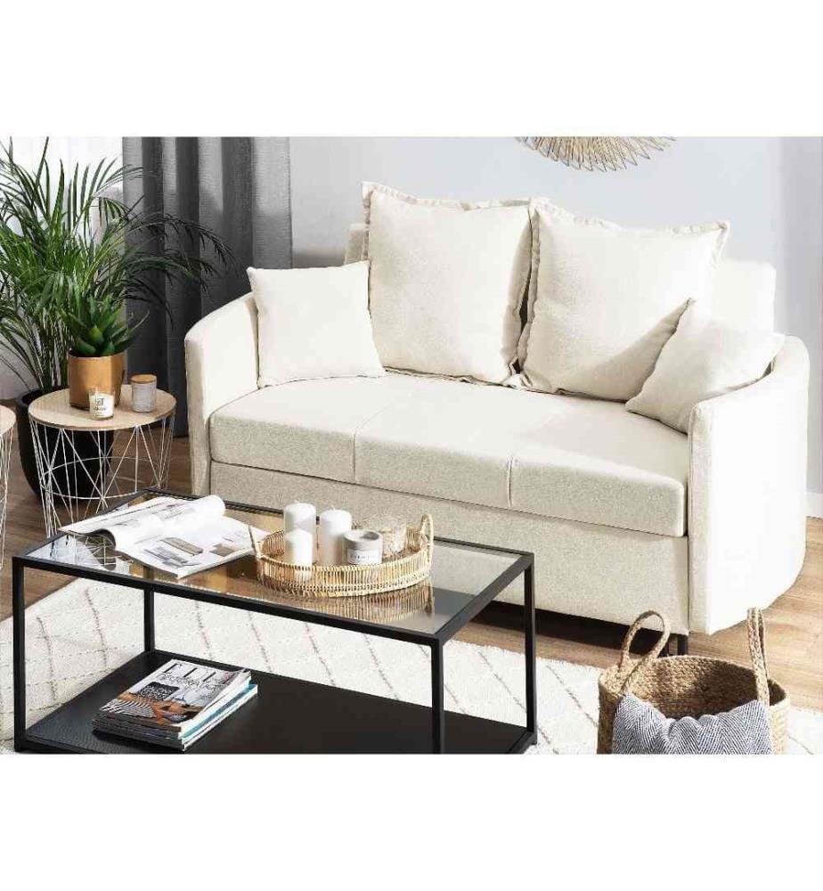 Canapé-lit 2 places HOVIN Tissu Beige clair