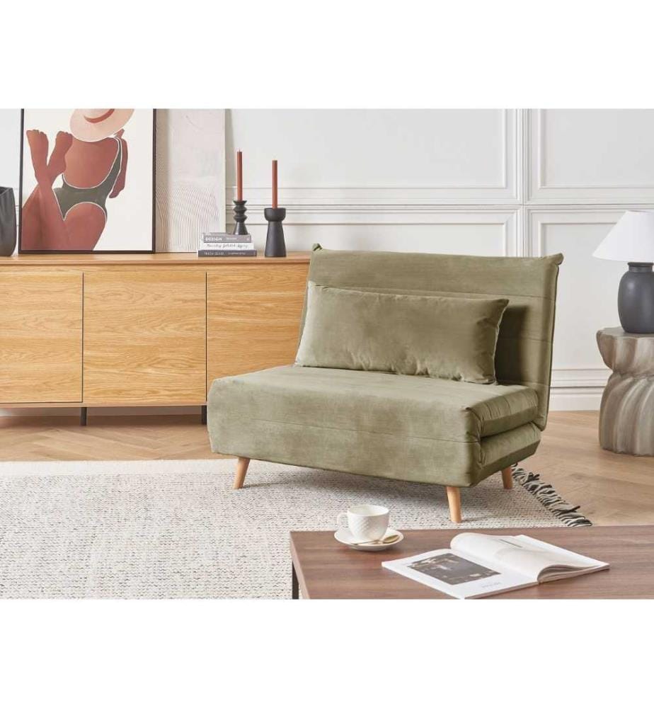 Fauteuil convertible SETTEN Velours Vert olive