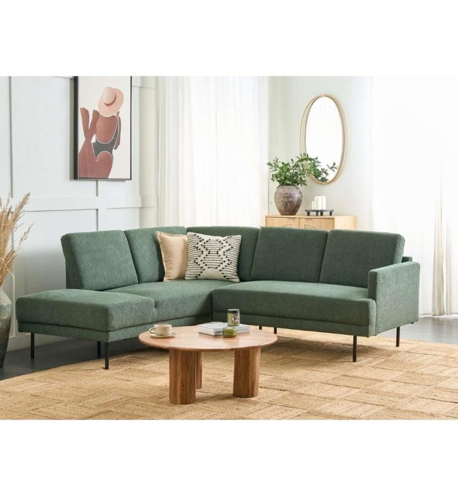 Canapé d'angle 4 places BREDA Tissu Vert foncé Côté droit