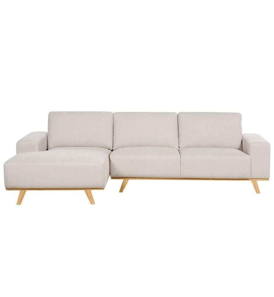 Canapé d'angle 3 places NORA Tissu Beige Côté droit