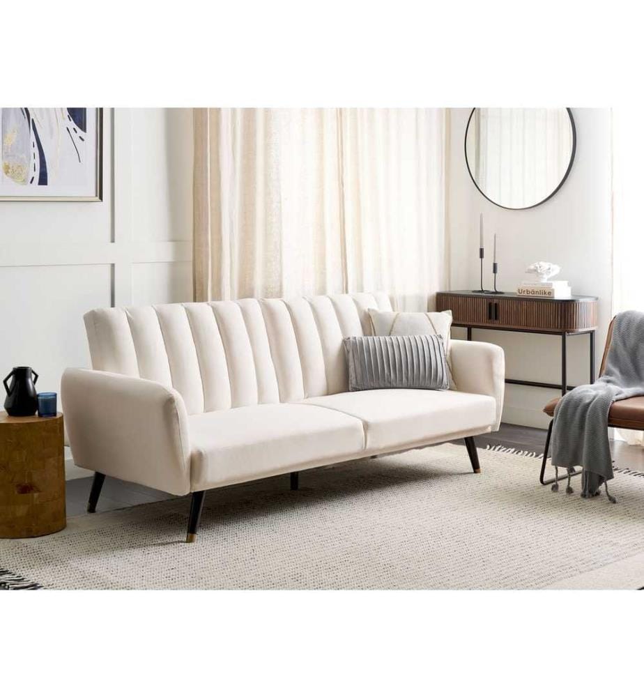 Canapé-lit 3 places VIMMERBY Tissu Beige clair
