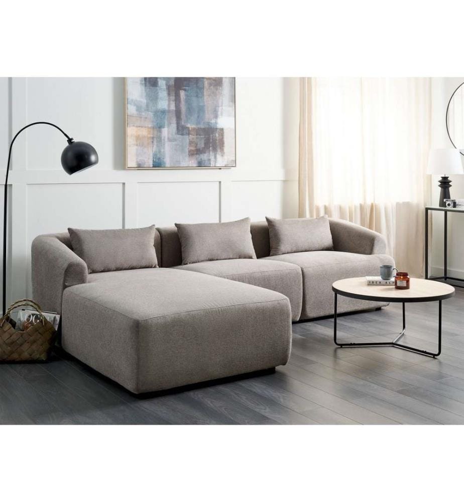 Canapé d'angle 3 places SVANSELE Tissu Taupe Côté droit