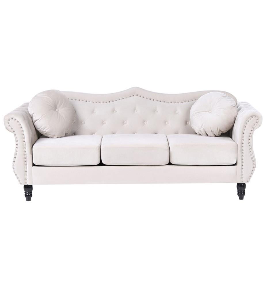 Canapé 3 places SKIEN Velours Beige clair