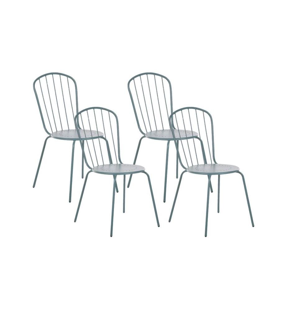 Lot de 4 chaises de jardin CALVI Métal Bleu clair