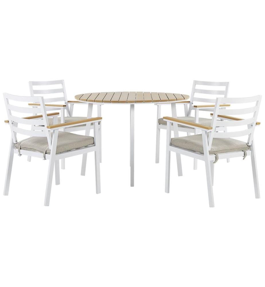 Salle à manger de jardin 4 places CAVOLI avec coussins Métal Beige