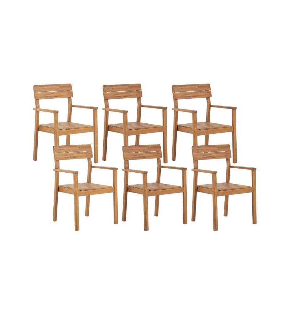 Lot de 6 chaises de jardin FORNELLI Acacia Marron