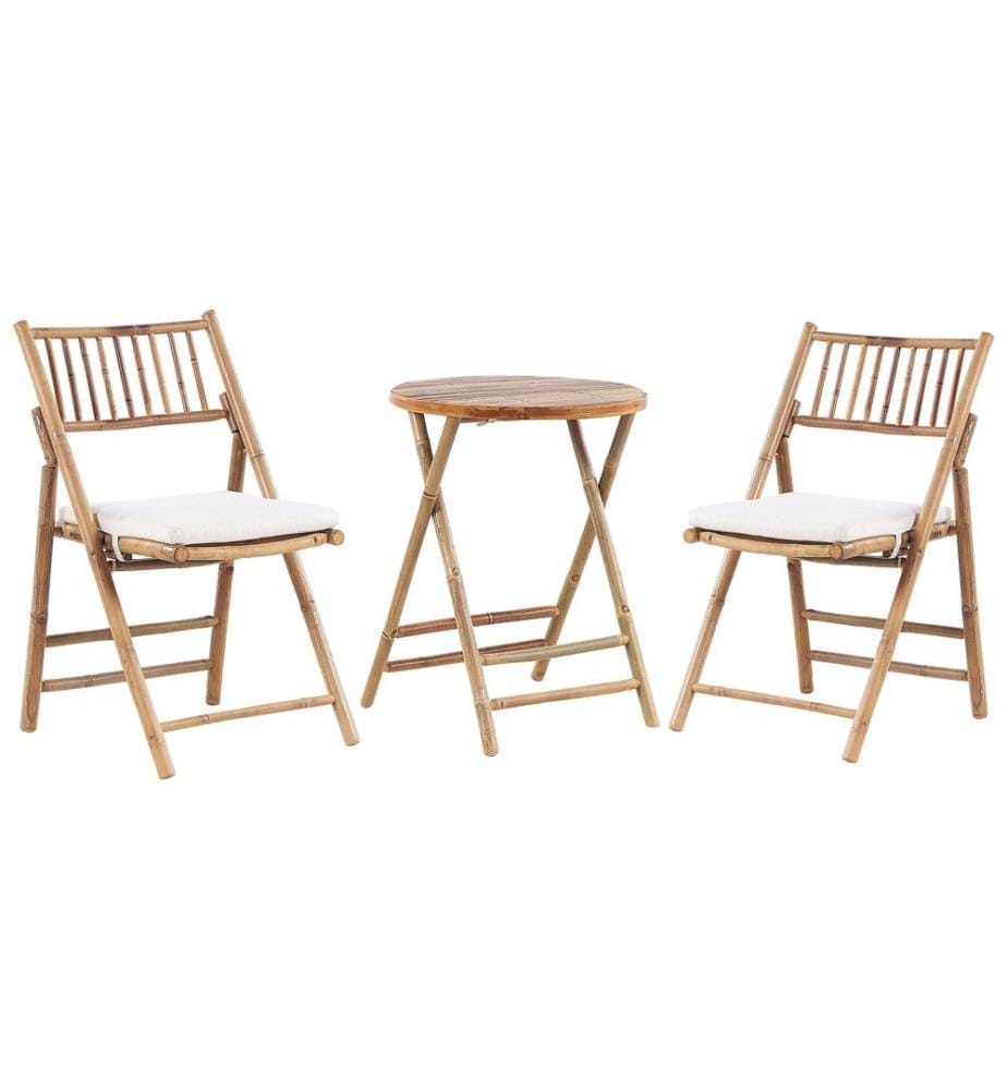 Ensemble bistrot Pliant SAVELLETRI Bambou Marron