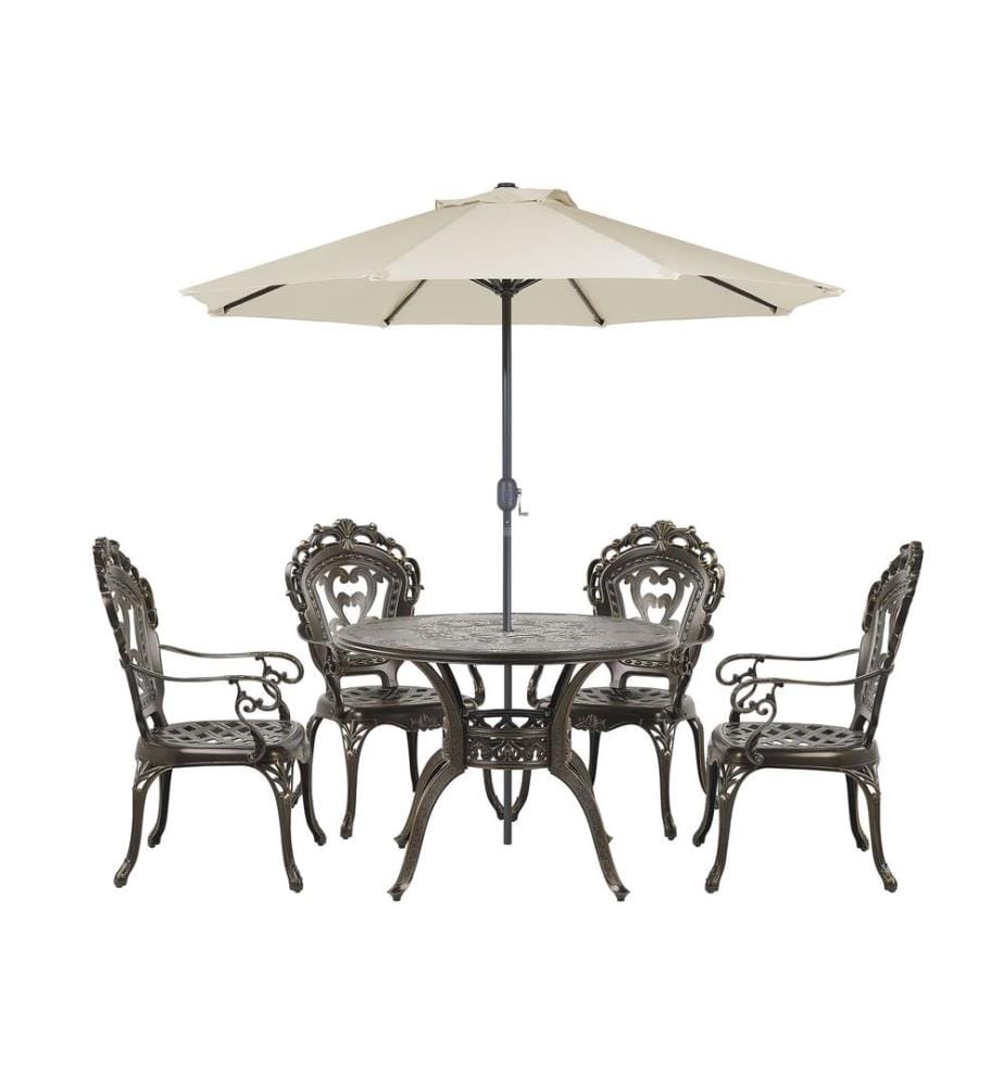 Salle à manger de jardin 4 places SAPRI avec parasol (16 options) Métal Marron foncé