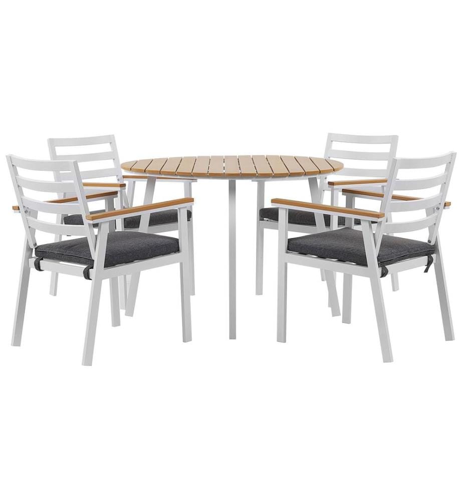 Salle à manger de jardin 4 places CAVOLI avec coussins Métal Gris