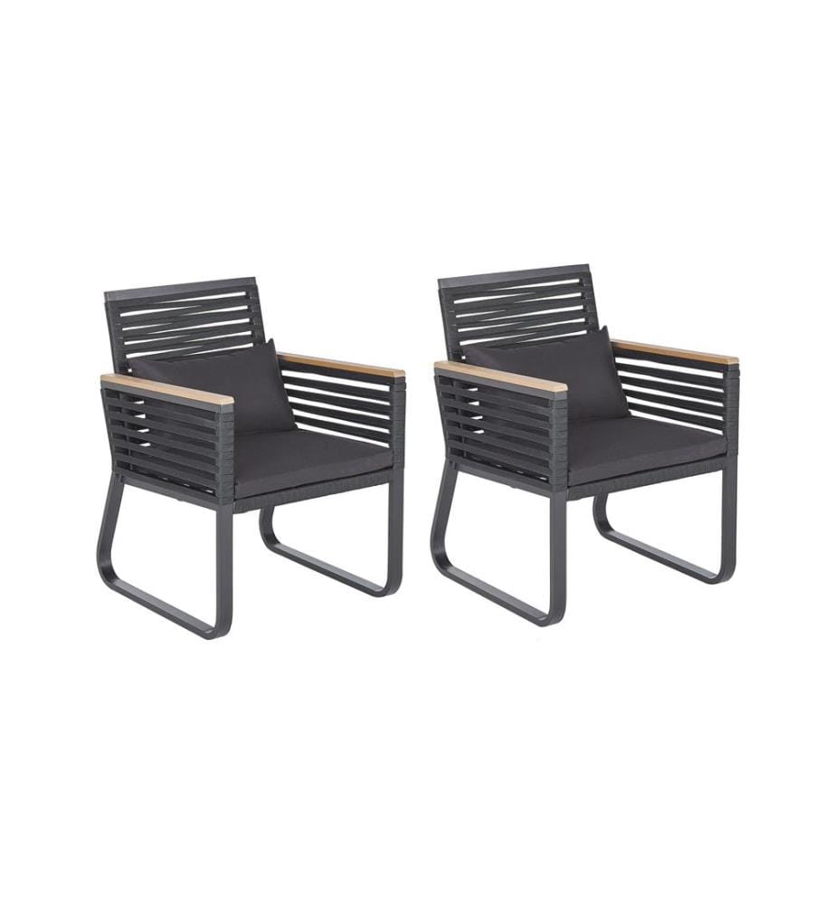 Lot de 2 chaises de jardin avec coussins CANETTO Métal Noir