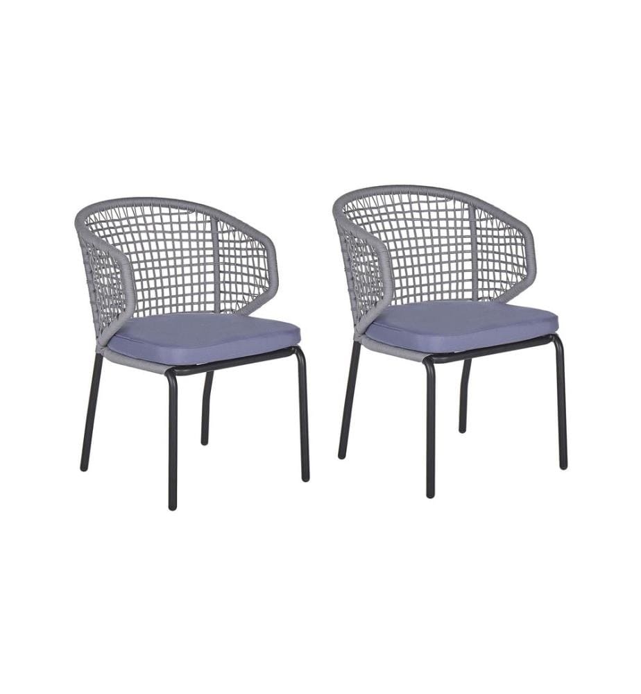 Lot de 2 chaises de jardin avec coussins PALMI Métal Gris