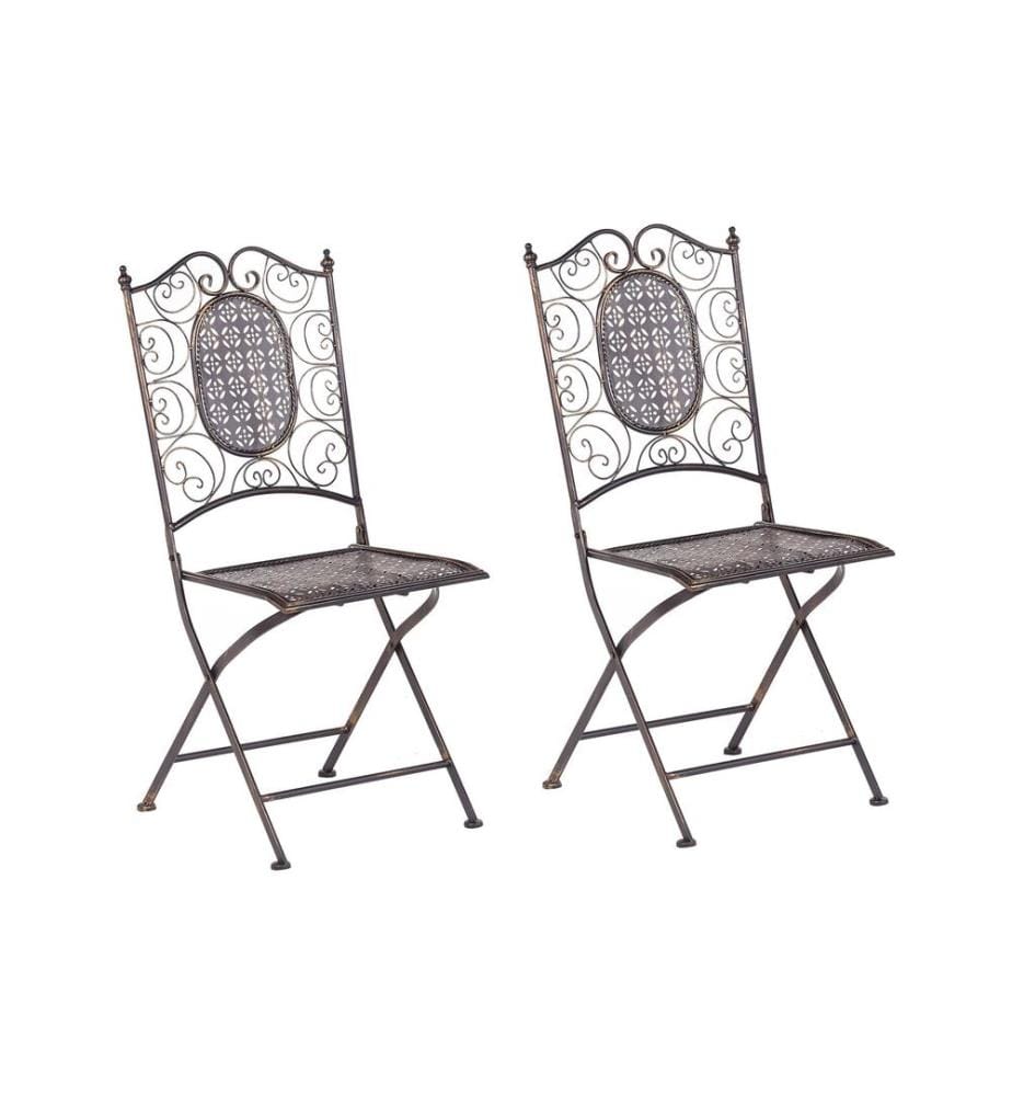 Lot de 2 chaises de jardin BORMIO Pliant Métal Noir