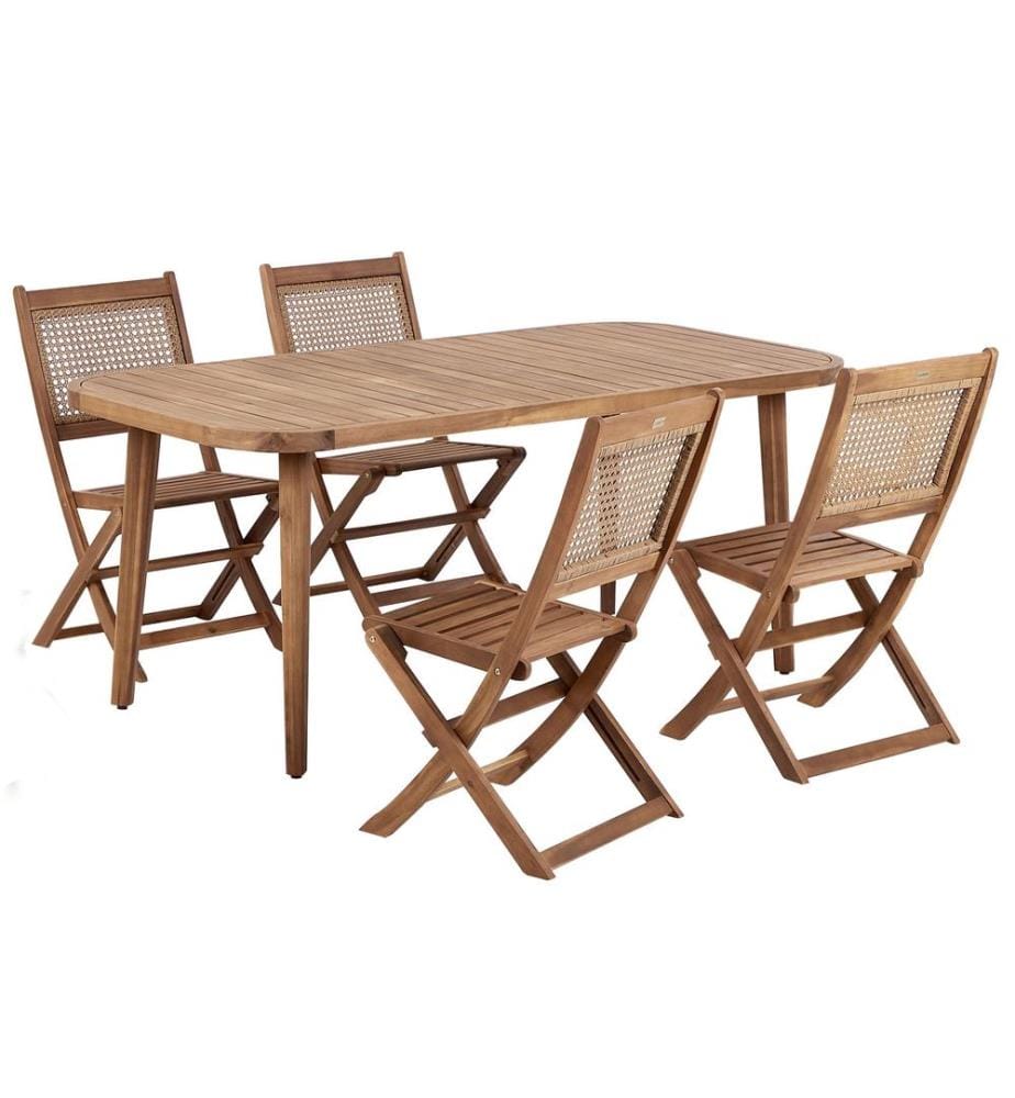 Salle à manger de jardin 4 places PARAGGI Bois d'acacia certifié Marron foncé