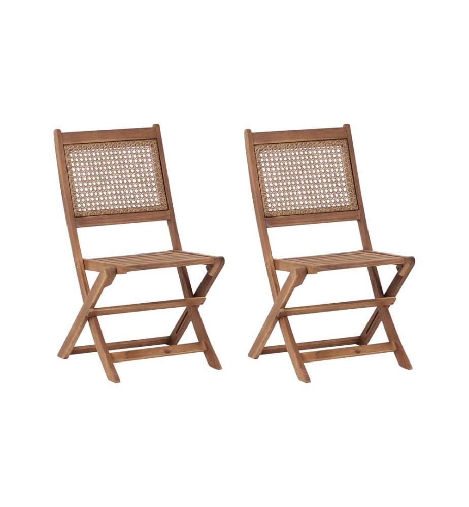 Lot de 2 chaises de jardin PARAGGI Bois d'acacia certifié Marron foncé