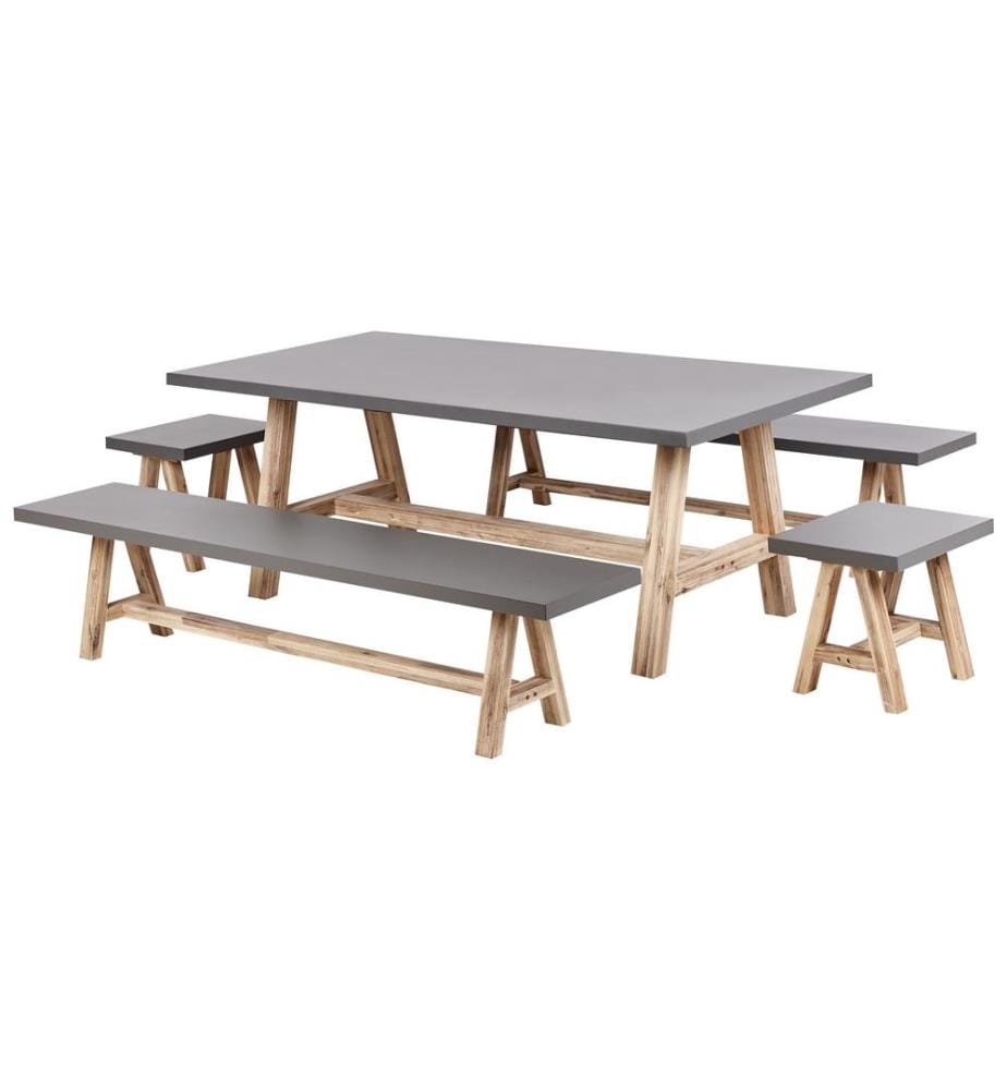 Salle à manger de jardin avec bancs 8 places TONNARE Béton Gris