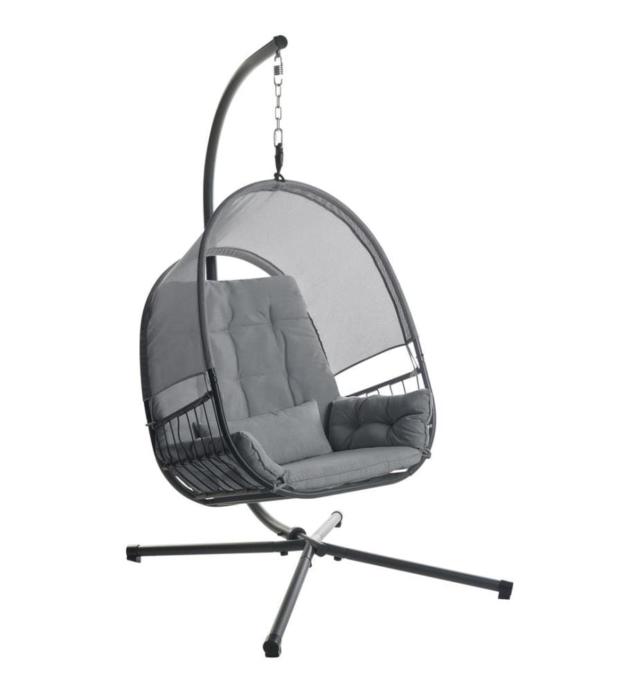 Fauteuil suspendu avec support ALVIANO Tissu Gris foncé