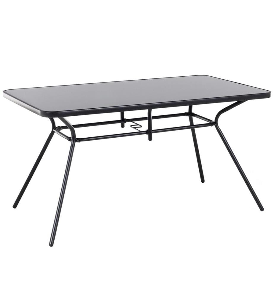 Table de salle à manger de jardin LIVO 140 cm 80 cm Verre Noir