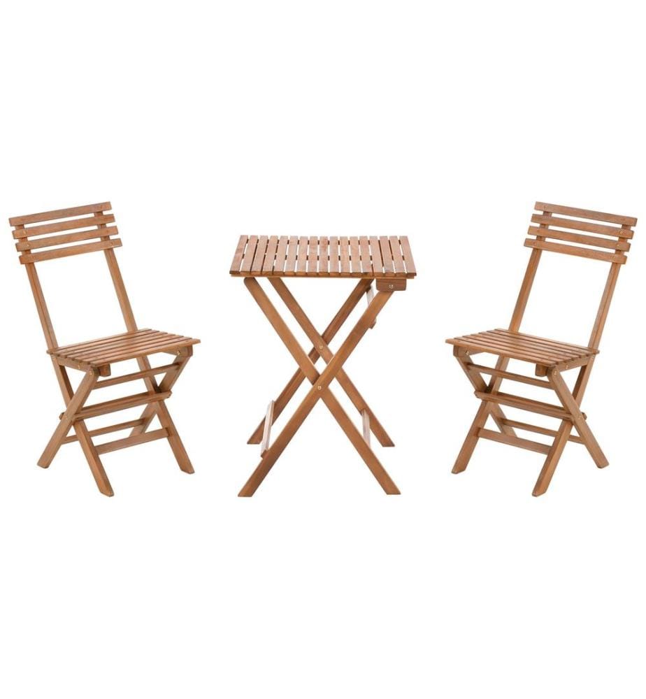 Ensemble bistrot Pliant SOLAROLO Bois d'acacia certifié Marron