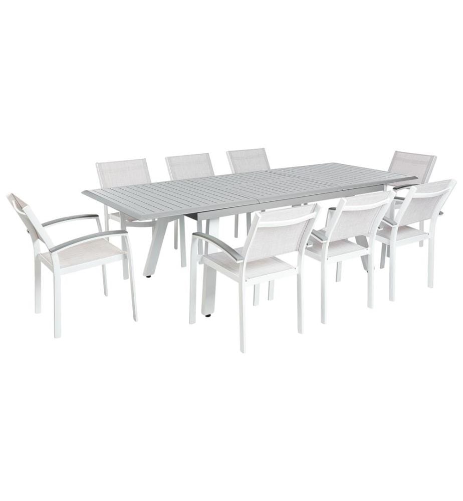 Salle à manger de jardin 8 places PERETA Métal Gris