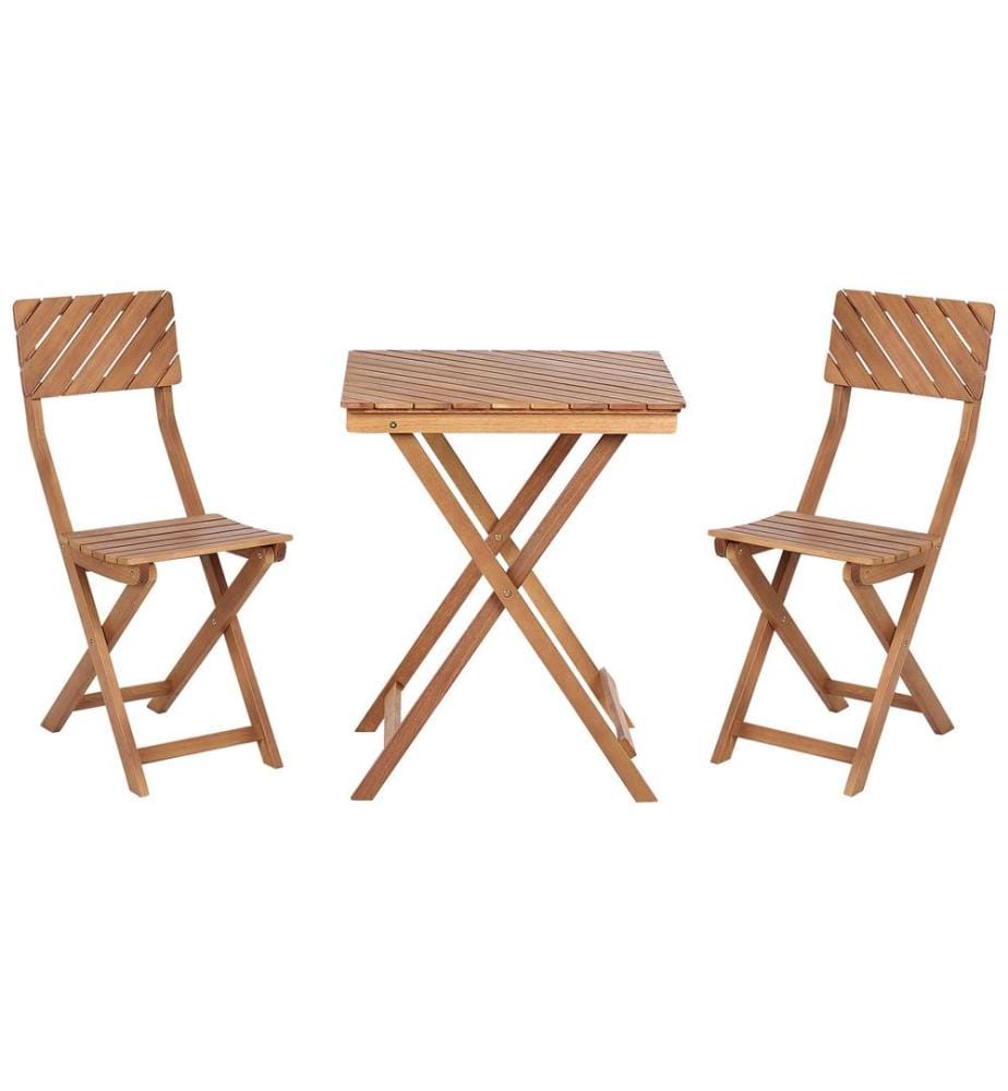 Ensemble bistrot Pliant ARDORE Bois d'eucalyptus Marron