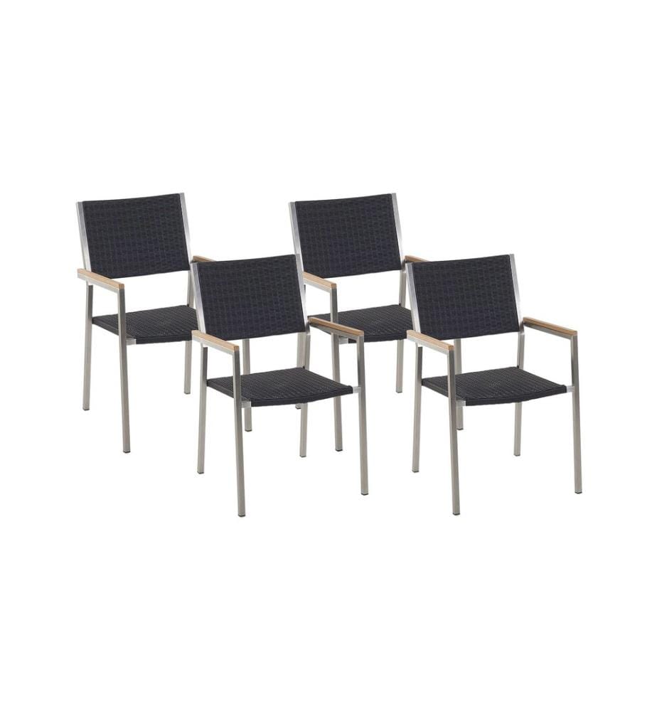 Lot de 4 chaises de jardin GROSSETO Polyrotin Noir
