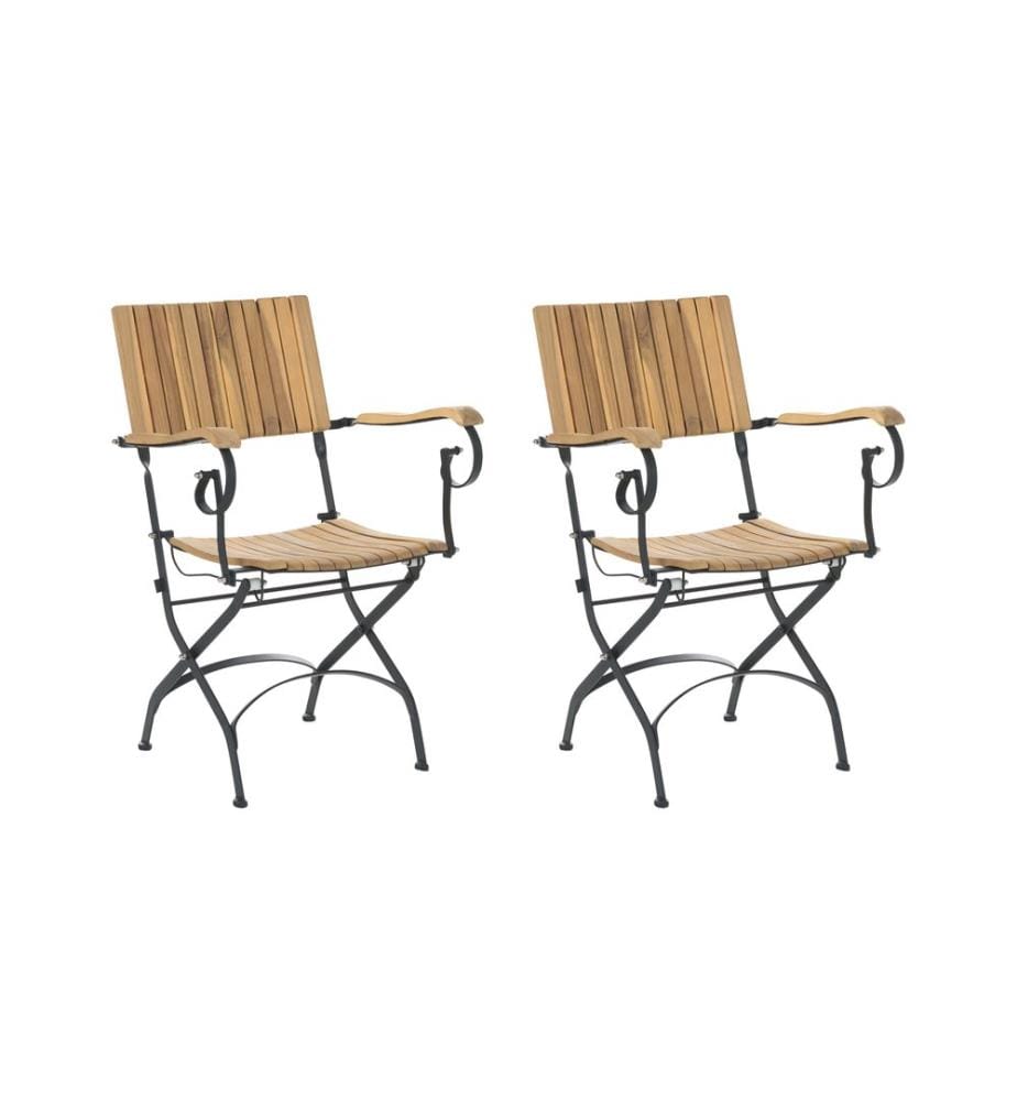Lot de 2 chaises de jardin LASCARI Acacia Marron clair