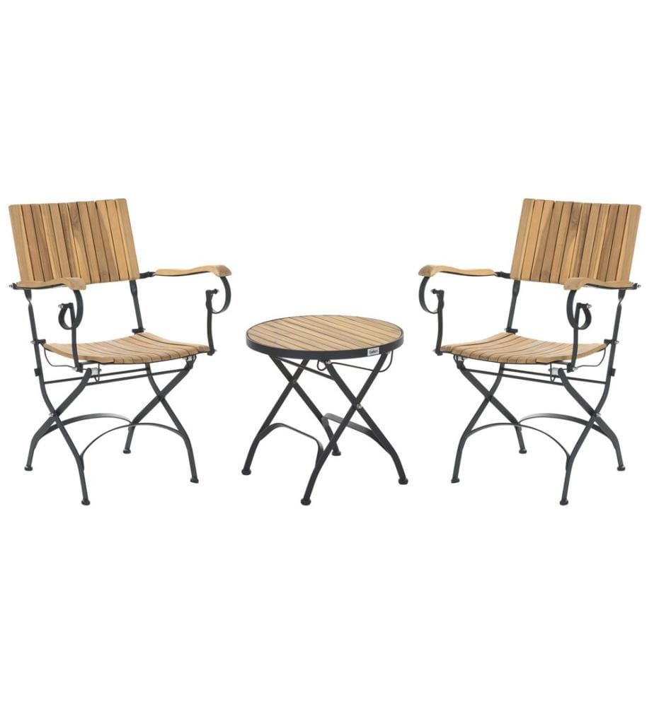 Ensemble bistrot Pliant LASCARI Acacia Marron clair