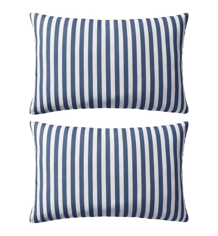 Oreiller d'extérieur lot de 2 Impression rayure 60 x 40 cm Bleu