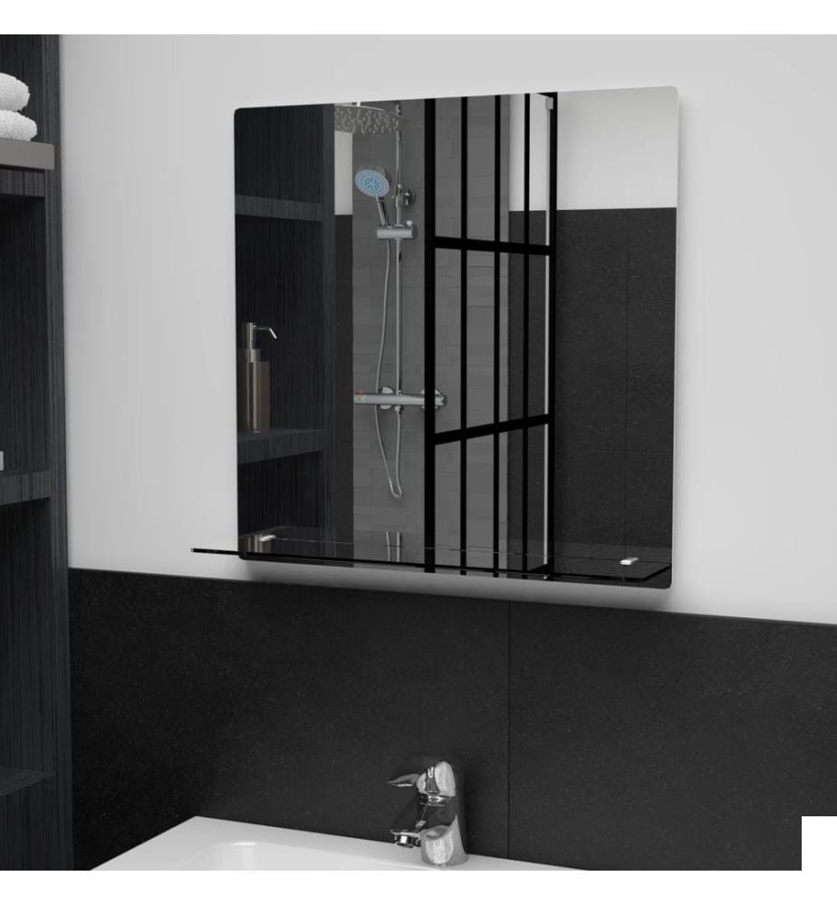 Miroir mural avec étagère 50x50 cm Verre trempé