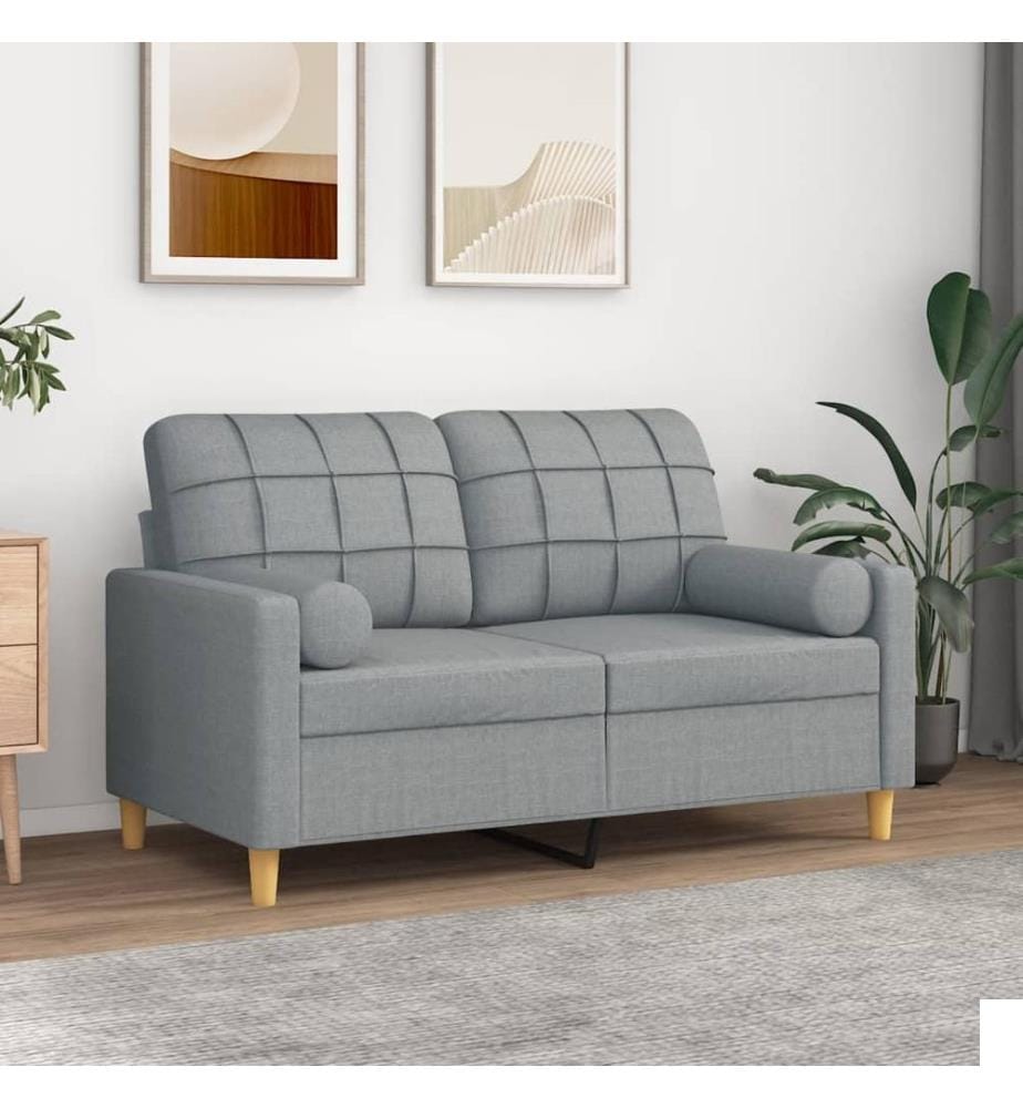 Oreillers décoratifs lot de 2 Gris clair Ø15x50 cm Tissu