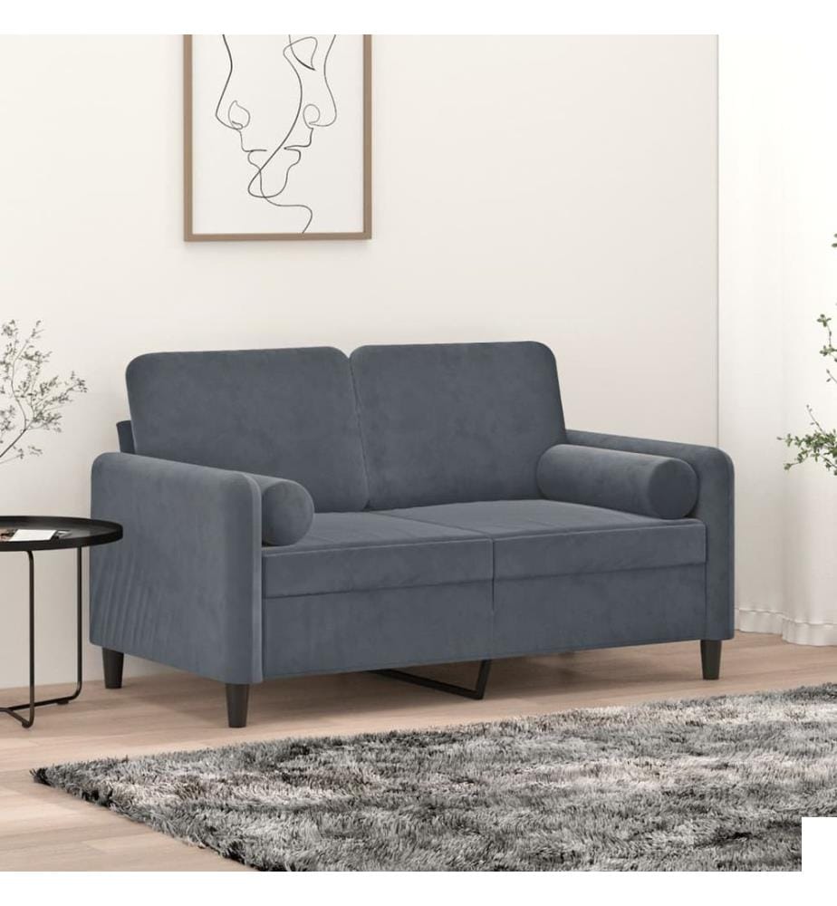 Coussins décoratifs lot de 2 Gris foncé Ø15x50 cm Velours