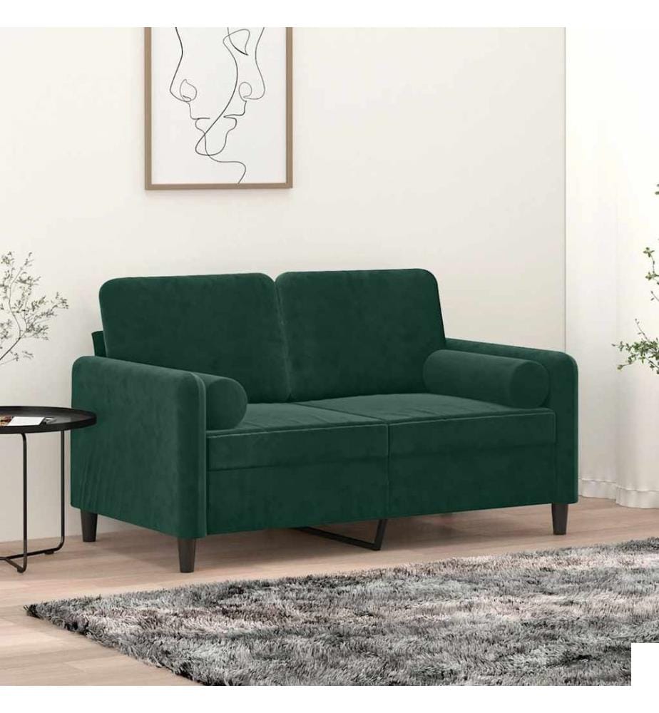 Coussins décoratifs lot de 2 Vert foncé Ø15x50 cm Velours