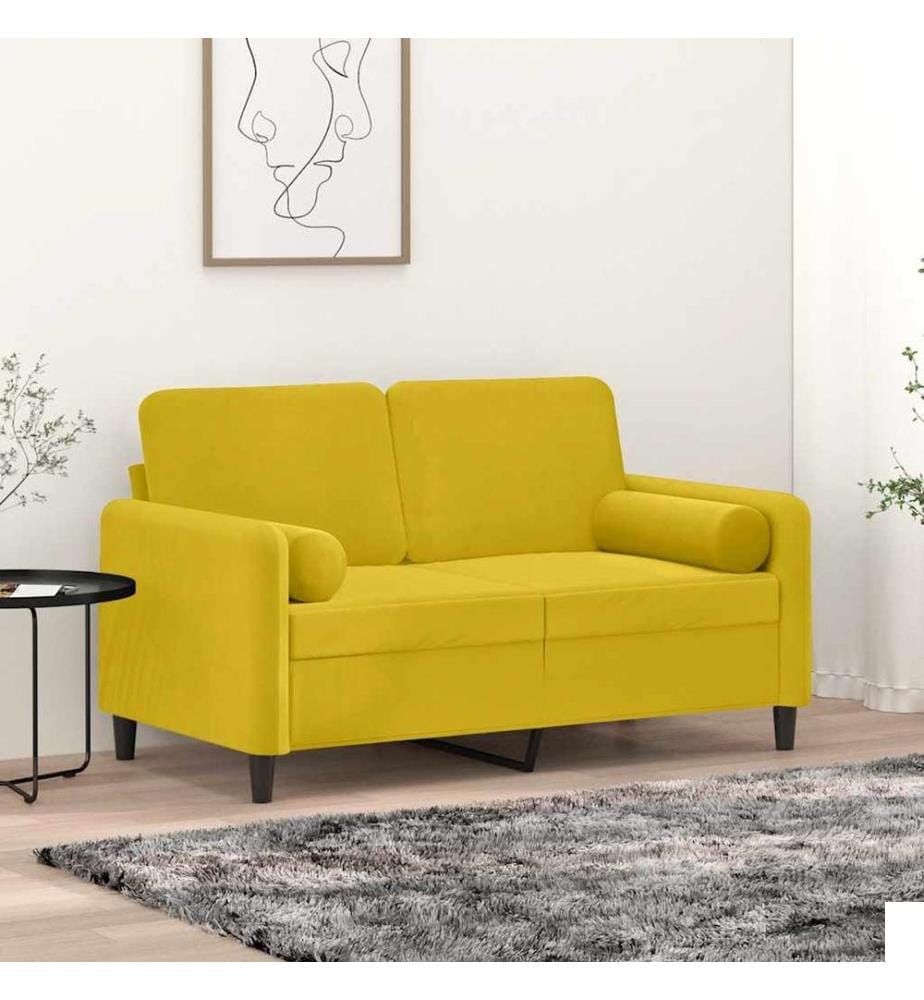 Coussins décoratifs lot de 2 Jaune Ø15x50 cm Velours