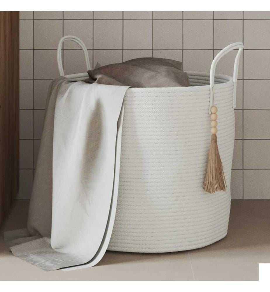 Panier de rangement blanc Ø40x35 cm coton