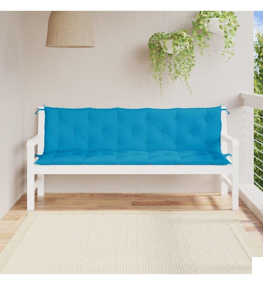 Coussins de banc de jardin lot de 2 bleu clair tissu Oxford