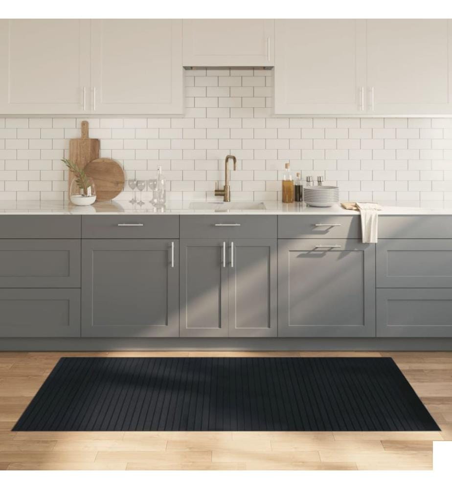 Tapis rectangulaire gris 100x200 cm bambou