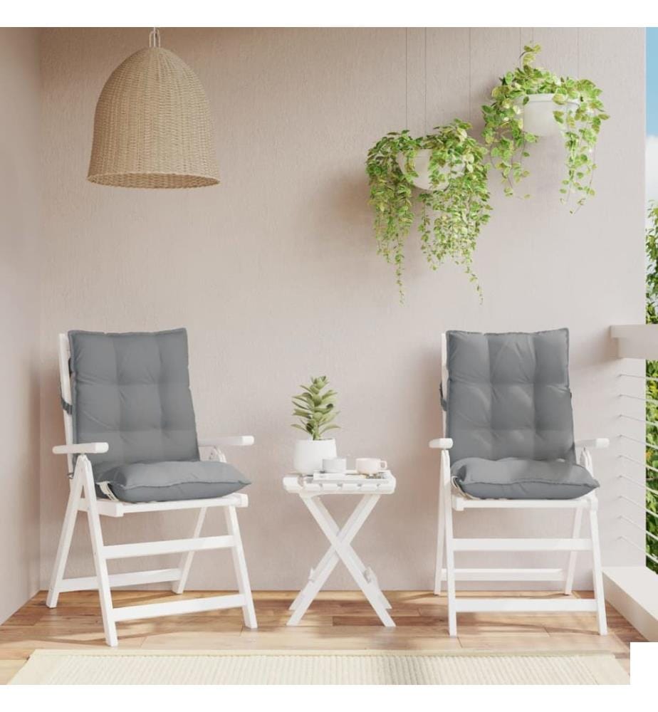 Coussins de chaise à dossier bas lot de 2 gris tissu oxford