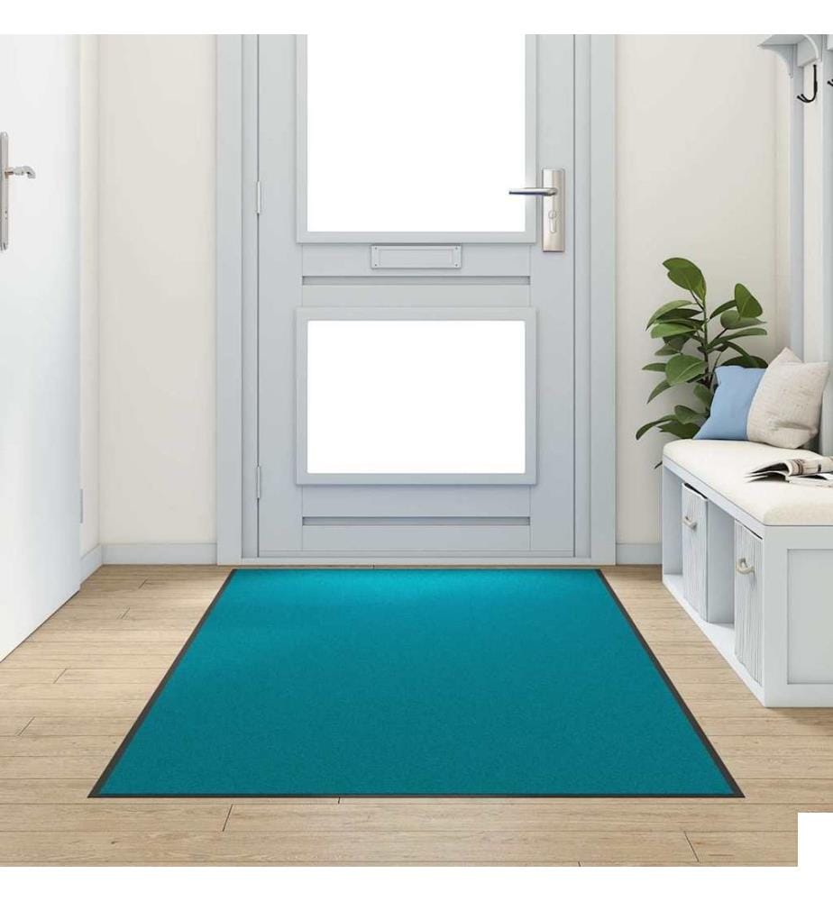 Tapis d'entrée Autre Cyan et Noir 120 x 250 cm Polyamide et PVC