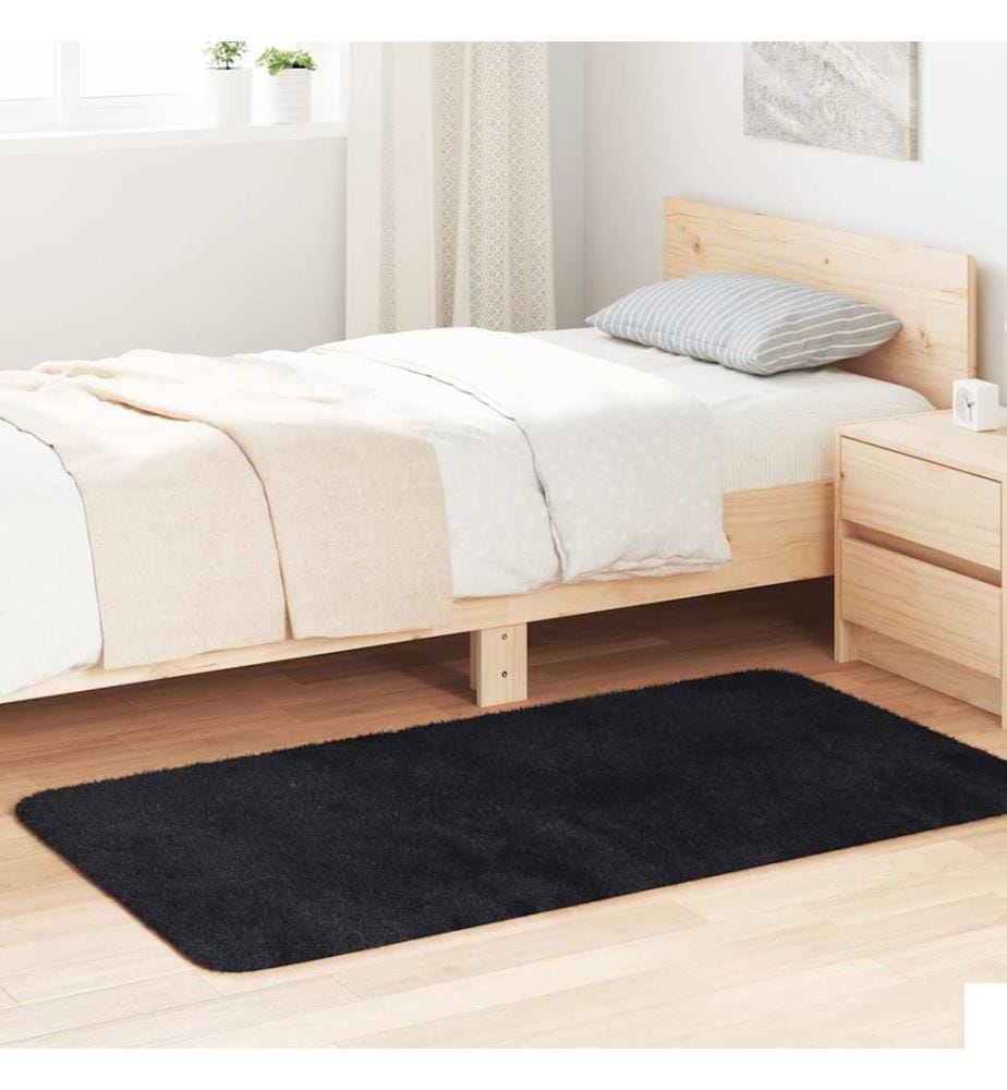Tapis shaggy à poils longs NAVARRA noir 80x150 cm polyester